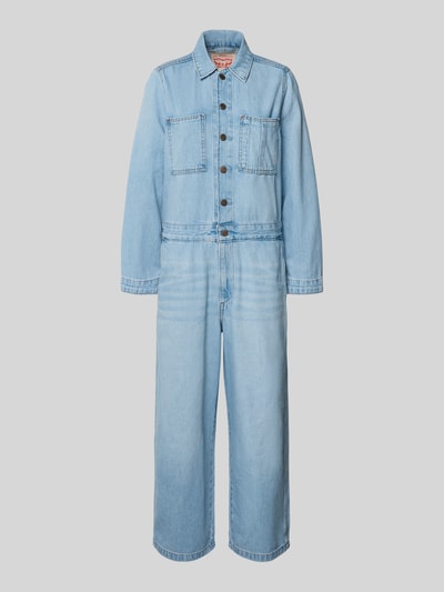Produktfoto, Regular Fit Jumpsuit in Denim-Optik Modell 'Iconic' van Levi's®, lichtblauw, lange mouwen, borstzakken, pure katoen, recht model.