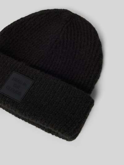 Pieces Beanie mit Umschlag und Patch Modell 'PYRON' Black 2