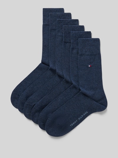 Produktfoto, Socken aus Baumwoll-Mix im 6er-Pack von Tommy Hilfiger, dunkelblau, glatte Struktur, dezentes Logo, Herren Socken