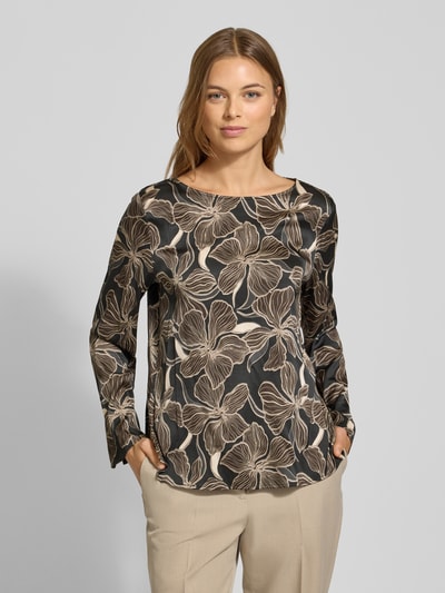 Marc O'Polo Regular fit blouse met lange mouwen van viscosemix Donkergrijs - 4