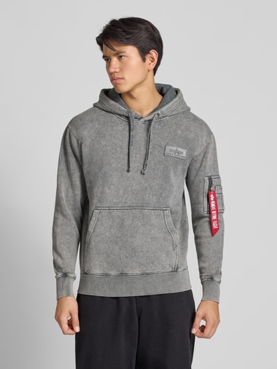 Alpha Industries Hoodie met ritszak op de mouw Lichtblauw - 5