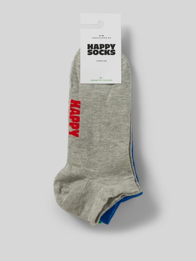 Happy Socks Sneakersocken mit Stretch-Anteil Modell 'Solid' im 3er-Pack Mittelgrau 3