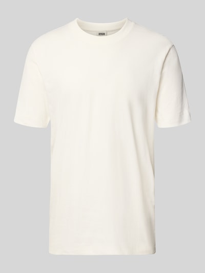 Drykorn T-Shirt mit geripptem Rundhalsausschnitt Modell 'RAPHAEL' Offwhite 2