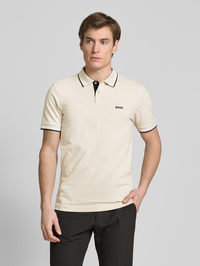 BOSS Green Poloshirt met labeldetail, model 'Paul' Beige - 4