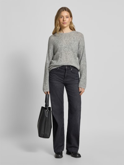 MOS MOSH Gebreide pullover met ronde hals, model 'Mape' Middengrijs gemêleerd - 1