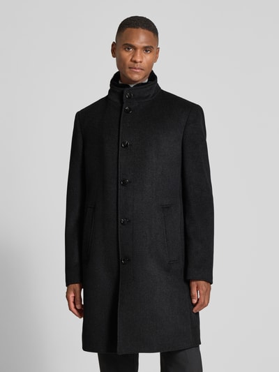 Christian Berg Men Wollmantel mit Stehkragen Anthrazit 4