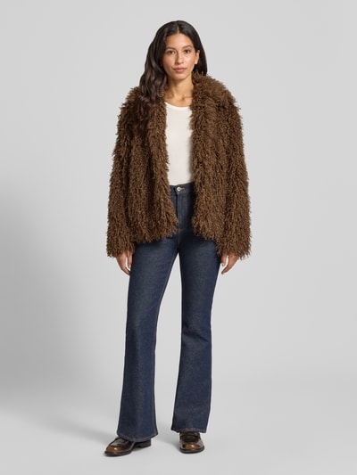 Rich & Royal Jacke aus Kunstfell mit Umlegekragen Dunkelbraun 1