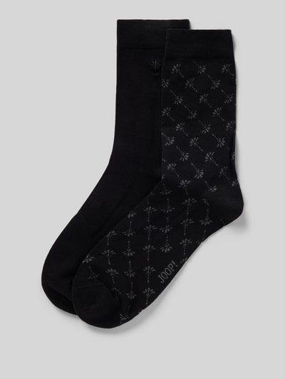 Produktfoto, Socken aus Baumwoll-Mix im 2er-Pack von JOOP! Collection, Schwarz mit Label-Details, elastische Bündchen, Damen, 2er-Pack