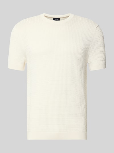 Produktfoto, Strickshirt mit Strukturmuster Modell 'Elio' von JOOP! COLLECTION in Creme, Reine Baumwolle, Slim-Fit, klassischer Rundhalsausschnitt