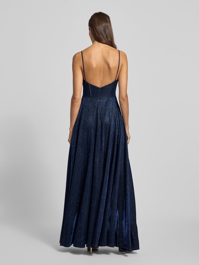 Luxuar Glanzende avondjurk met loopsplit Marineblauw - 5