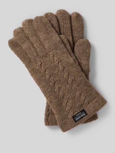 EEM Rękawiczki z detalem z logo Szarobrązowy 1