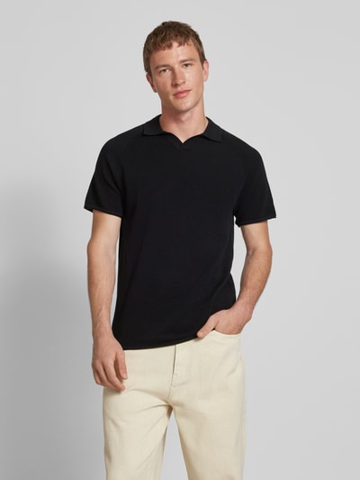 Jack & Jones Slim Fit Poloshirt mit Strukturmuster Modell 'HILL KNIT' Black 4