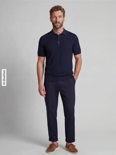 MCNEAL Regular Fit Poloshirt mit Strukturmuster Dunkelblau 1