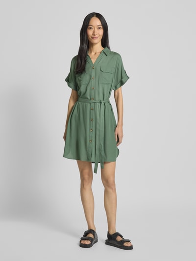 Vero Moda Getailleerde mini-jurk van pure viscose, model 'BUMPY' Lindegroen - 1