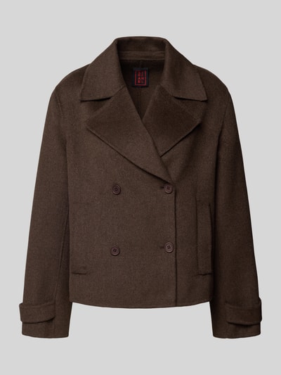 Stefanel Kurzmantel aus Lanawoll-Mix Modell 'PEACOT' Dunkelbraun 2
