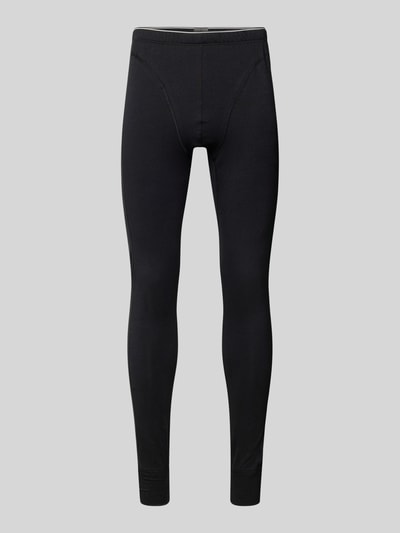 Produktfoto, Stoffhose mit elastischem Bund von Schiesser für Herren aus Baumwoll-Elasthan-Mix, Körpernaher-Schnitt, schwarze Farbe