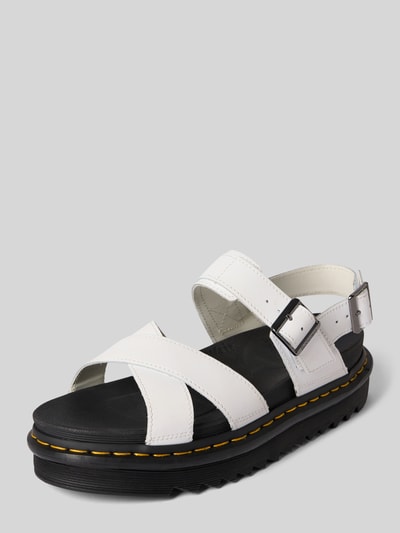 Produktfoto, Sandalette aus Leder Modell 'Voss II' von Dr. Martens in Weiß mit Dornschließe, Gummisohle, Absatzhöhe 6 cm, Damen