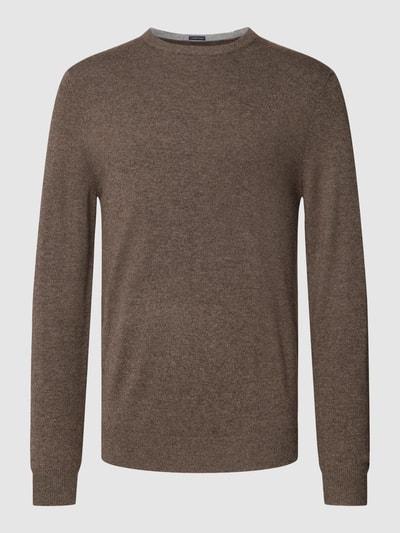 Christian Berg Men Pullover mit Woll-Anteil in unifarbenem Design Taupe meliert 2