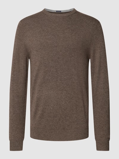 Christian Berg Men Pullover met wol in effen design Taupe gemêleerd - 2