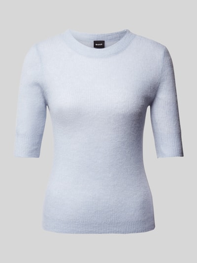 BOSS Wollpullover in Strick-Optik Hellblau 2