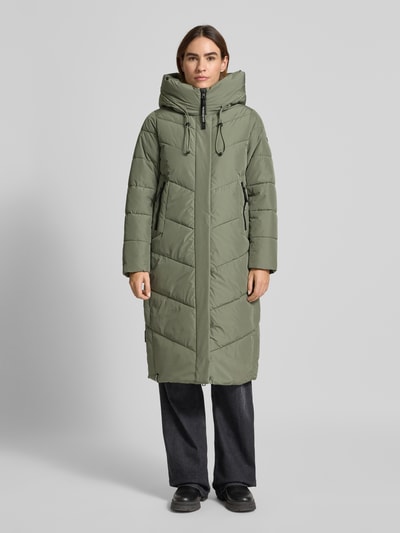 khujo Gewatteerde lange jas met capuchon, model 'TEPLE' Groen - 4