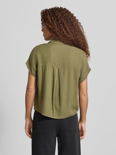 PIECES Regular Fit Hemdbluse aus Viskose-Leinen-Mix Modell 'PIA' Khaki 5