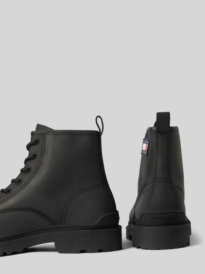 Tommy Jeans Veterboots van leer met labelpatch, model 'LACE UP' Zwart - 2