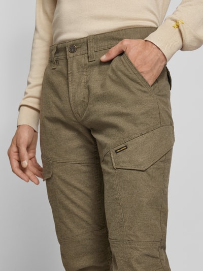 PME Legend Tapered fit cargobroek met labeldetail, model 'Skyring' Olijfgroen - 3