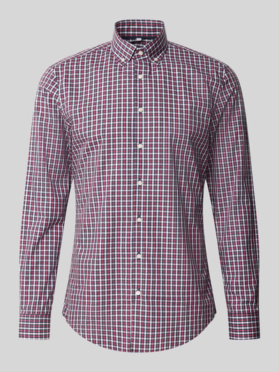 Jake*s Slim Fit Businesshemd aus reiner Baumwolle Bordeaux 1
