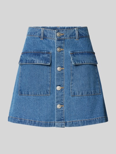 Pieces Mini Jeansrock aus reiner Baumwolle mit geknöpfter Vorderseite Modell 'CHRISSY' Jeansblau 2