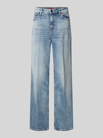 Productfoto, Wide Leg Jeans uit katoenmix model '937_14' van HUGO, denim look, wide leg fit, label patch, 5-pocket, riemlussen, knoopsluiting