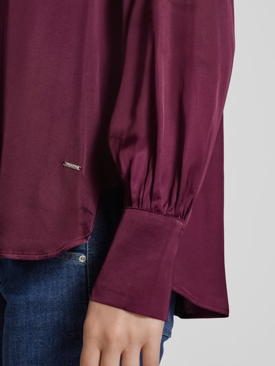 Brax Overhemdblouse van pure viscose met labeldetail, model 'VIC' Aubergine - 3