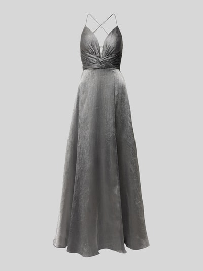 Luxuar Abendkleid mit tiefem V-Ausschnitt Silber 2