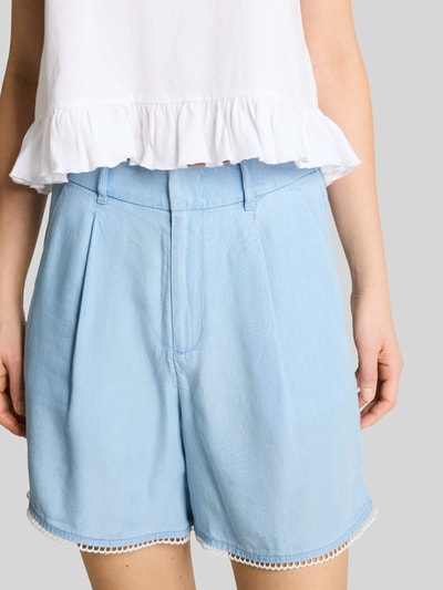 Tom Tailor Denim Damen Stoffshorts aus Lyocell mit Spitzenborte Bleu 3