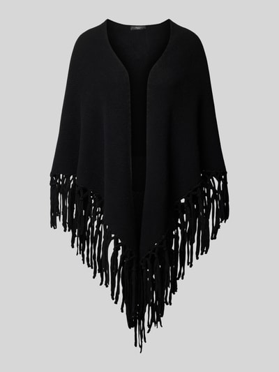 Weekend Max Mara Poncho van scheerwol met franjes, model 'TORNADO' Zwart - 2