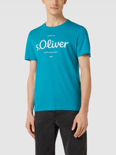 s.Oliver RED LABEL T-shirt met labelprint Petrol - 4