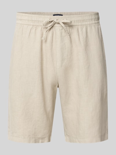 Produktfoto, Shorts mit elastischem Bund und Gesäßtasche von MCNEAL in Beige, reine Baumwolle, Regular Fit, sichtbare Struktur, Vorderansicht
