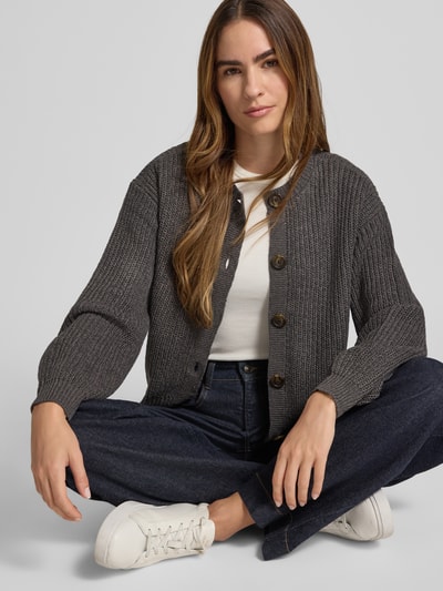 Vero Moda Relaxed fit gebreid jack met enkele knoopsluiting, model 'LEA' Antraciet - 3