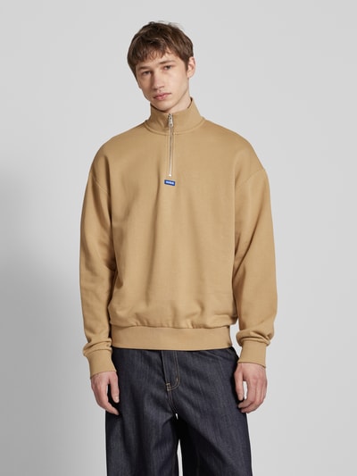 Hugo Blue Sweatshirt mit Troyer-Kragen Beige 4