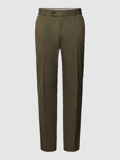 Carl Gross Slim Fit Anzughose mit Bügelfalten Modell 'Tomte' Oliv 1