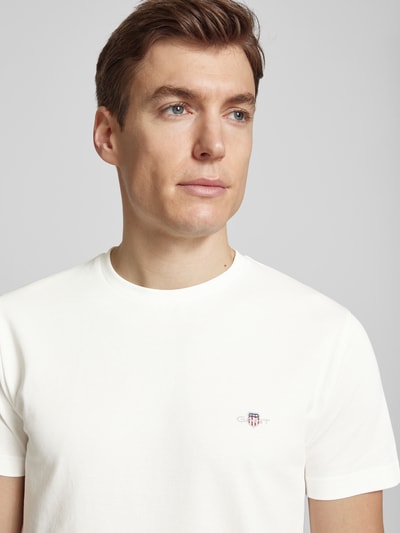 Gant Slim Fit T-Shirt mit Label-Stitching Offwhite 3