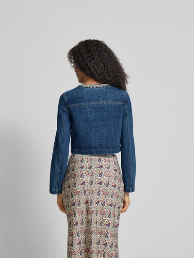 Self-Portrait Jeansjacke mit Strasssteinbesatz Blau 5