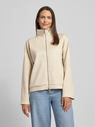 Rich & Royal Sweatjacke aus Viskose-Mix mit Zweiwege-Reißverschluss Sand 4