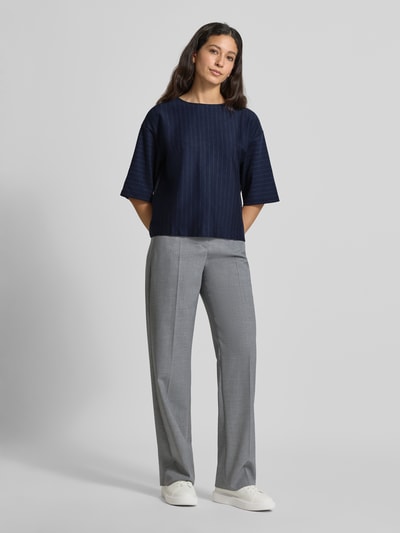 MM Bluzka o kroju relaxed fit z mieszanki wiskozy model ‘KAYA’ Granatowy 1