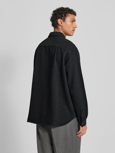 American Vintage Regular fit vrijetijdsoverhemd met labelpatch, model 'AFAZ' Donkerblauw - 5