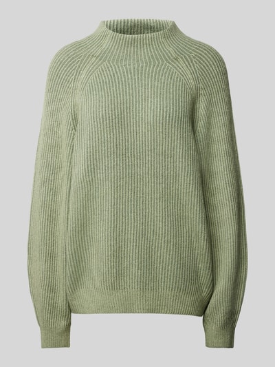 Tom Tailor Loose Fit Strickpullover mit gestreiftem Ripp-Muster Hellgruen 2