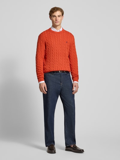 MCNEAL Slim fit gebreide pullover van puur katoen Donkeroranje - 1