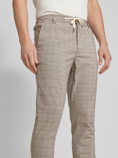 Lindbergh Tapered Fit Stoffhose mit Glencheck-Muster Camel 3