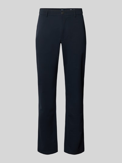 Produktfoto, Tapered Fit Hose mit Gesäßtaschen von MCNEAL in dunklem Blau, Eingrifftaschen, Knopf- und Reißverschluss, Bundweite 45 cm, Innenbeinlänge 80 cm, Größe M, glatte Stofftextur