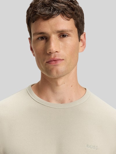 BOSS Orange Regular fit shirt met lange mouwen en wafelstructuur, model 'TEMPESTO' Zand - 3